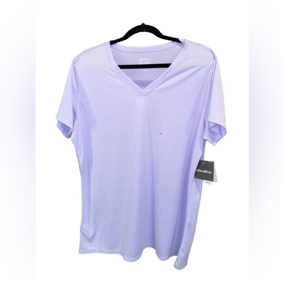 Eddie Bauer Resolultion V-Neck  Lilac Short Sleeve Shirt Women's Size TXXL - NWT - Picture 1 of 12